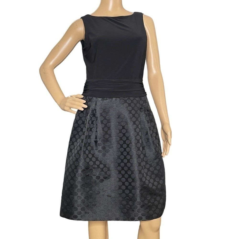 American Living black polka dot fit and flare dress 8